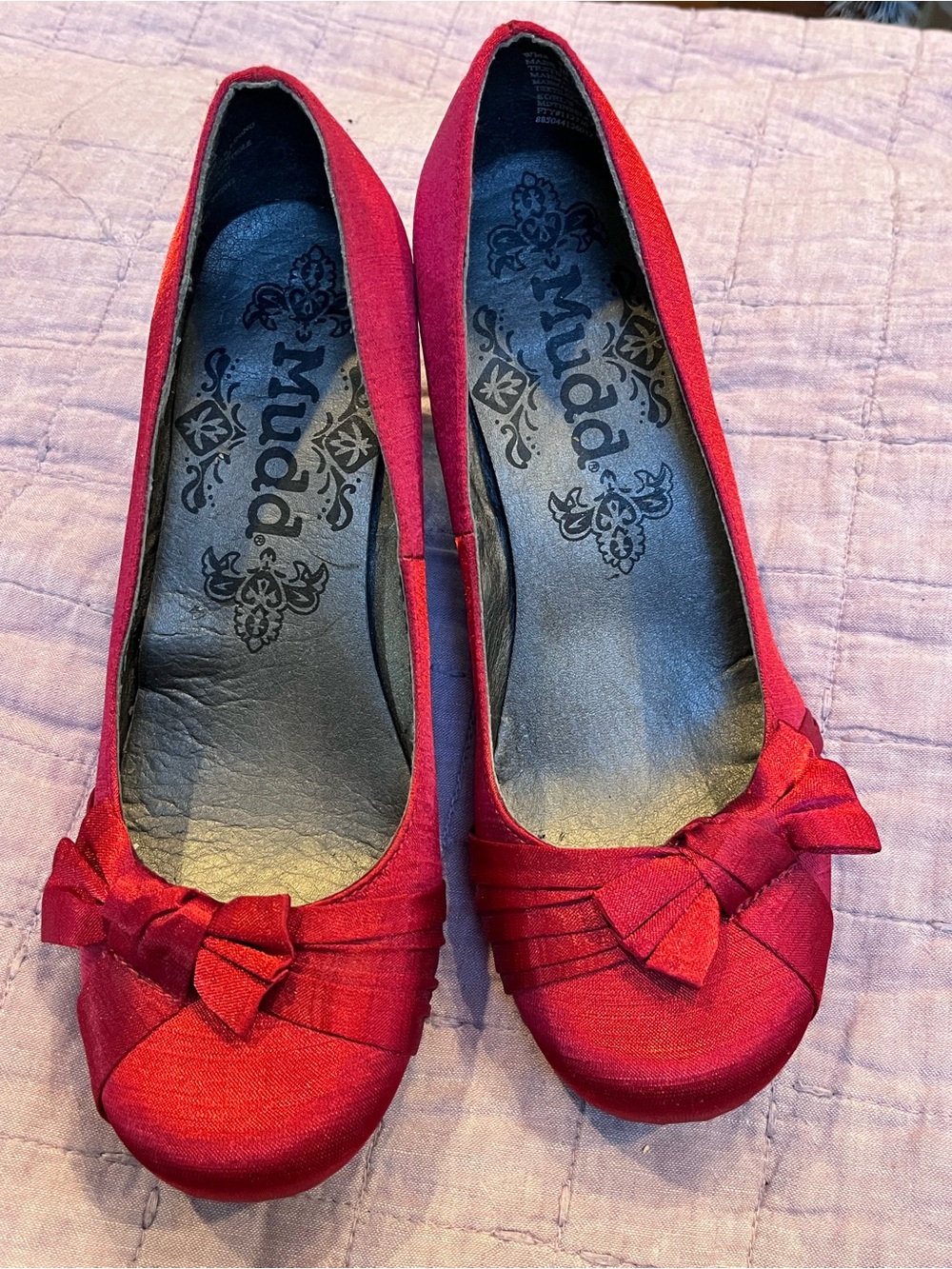 Mudd Red Bow Ballet Kitten Heels  - Women's 8